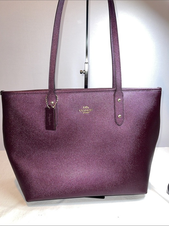 Coach Handbags - Coach G1891-F16224 City Tote Metallic Leather Purple
